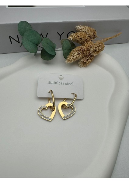 Kalpli Çelik Küpe (Gold) KP465