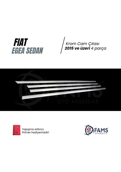 Fiat Egea Krom Cam Çıtası 4 Parça 2015> Paslanmaz Çelik modelleri
