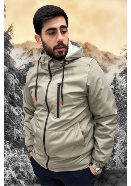 Erkek Vizon Içi Kürklü Su ve Rüzgar Geçirmez Kapüşonlu Kışlık Mont & Kaban & Parka ML-FMM-100 indirimleri