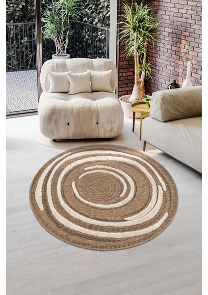 Marakeş Dekoratif Modern Yuvarlak Kabartmalı Dokuma Halı 678/SİYAH/200X200 fiyatları