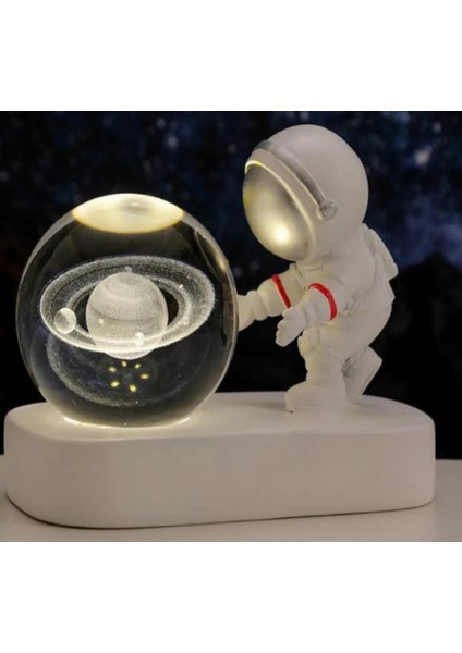 Cam Küre LED Işıklı USB Ahşap Tabanlı 3D Görsel Ev Ofis Masaüstü Lambası Hediyelik