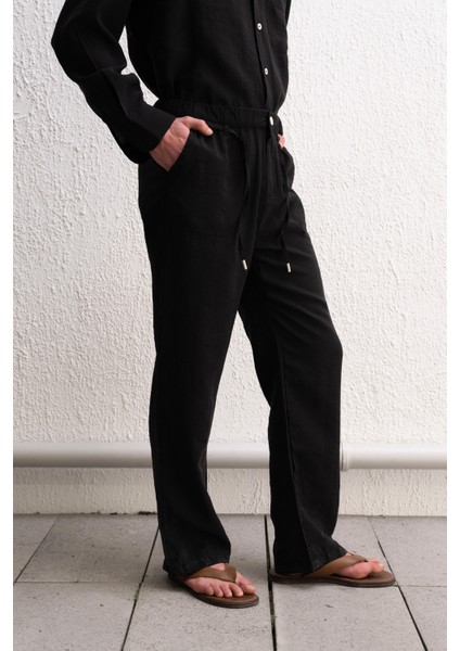Dökümlü Jogger Siyah Pantolon