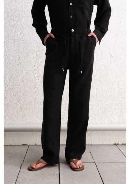 Dökümlü Jogger Siyah Pantolon