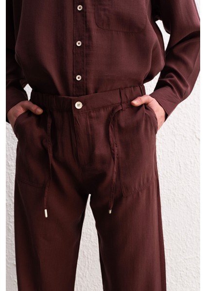 Dökümlü Jogger Bordo Pantolon modelleri