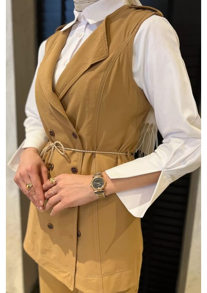 Kadın Gömlek Yelek Pantolon Tesettür Üçlü Takım modelleri