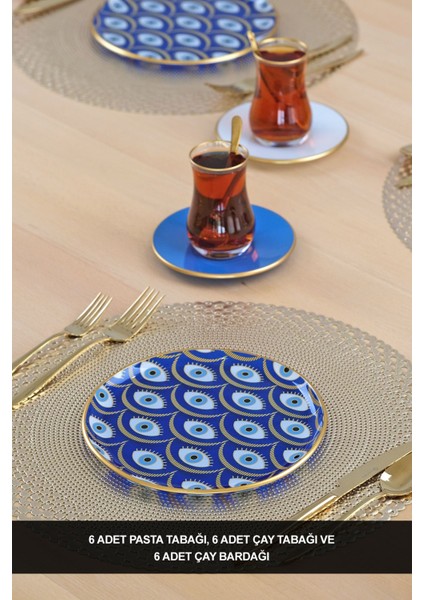 Nazende 6 Kişilik 18 Parça Pasta Çay Takımı