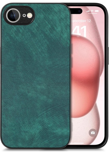 iPhone 16E Darbeye Dayanıklı Ince Retro Deri Telefon Arka Kapağı (Yurt Dışından)