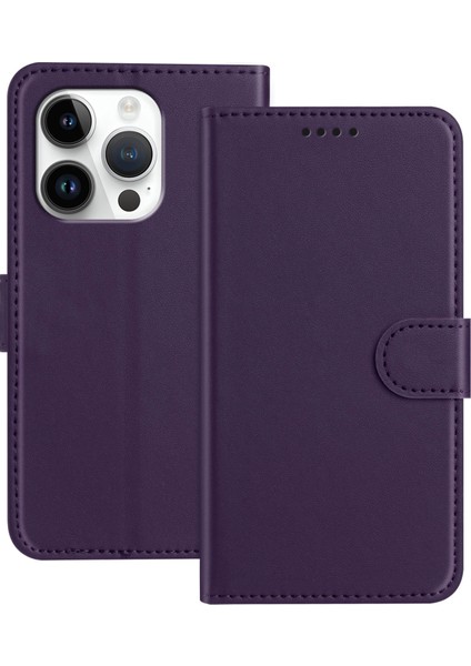iPhone 16 Pro Deri Cüzdan Standı Düşmeyi Önleyici Telefon Kapağı (Yurt Dışından)