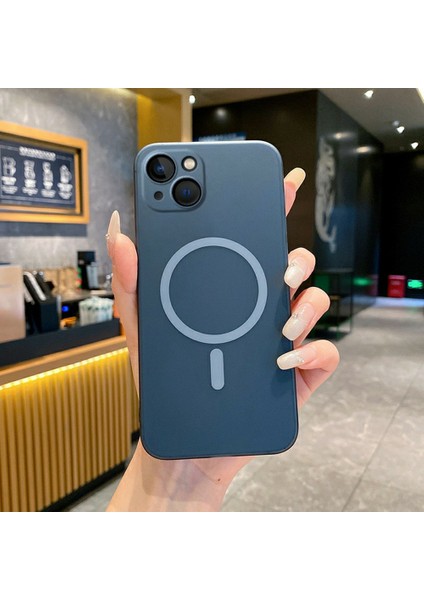iPhone 15 Manyetik Buzlu Pc Telefon Kılıfı, Kamera Lens Koruyuculu (Yurt Dışından)