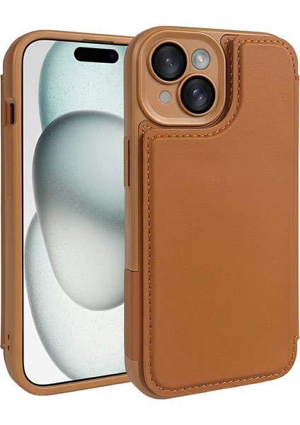 iPhone 15 Kickstand Rfıd Engellemeli Manyetik Kapaklı Telefon Kapağı (Yurt Dışından)
