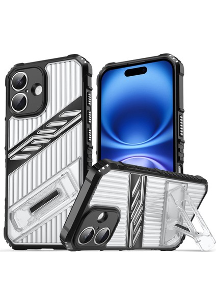 iPhone 16 Plus Katlanır Kickstand Pc + Tpu Anti Drop Telefon Kapağı (Yurt Dışından)