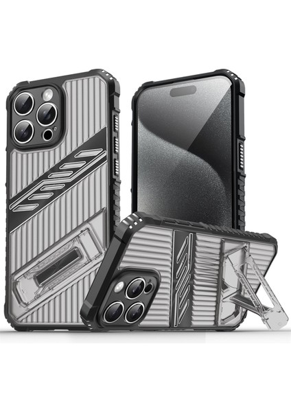 iPhone 15 Pro Katlanır Kickstand Pc + Tpu Anti Drop Telefon Kapağı (Yurt Dışından)