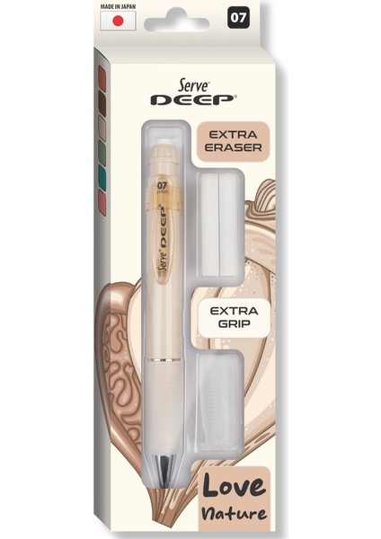 Deep Kalem Grıp Silgi Yedekli Set 07Mm Fildişi