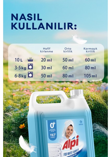 White Jel Deterjan 5 Lt (167 Yıkama) - Beyaz Çamaşırlar İçin Özel Formül
