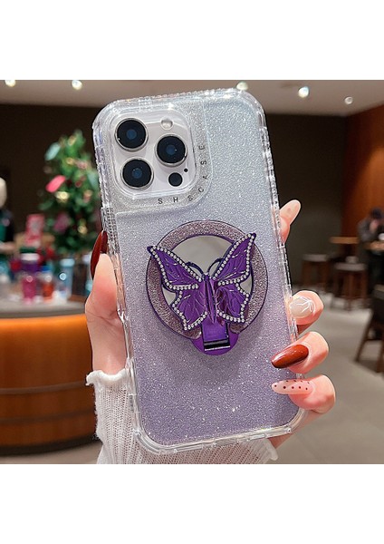 iPhone 16 Pro Manyetik Tpu + Pc Aynalı Parıltılı Telefon Kapağı (Yurt Dışından)