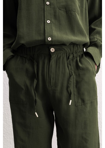 Dökümlü Jogger Haki Pantolon modelleri