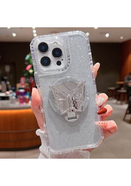 iPhone 16 Pro Manyetik Tpu + Pc Aynalı Parıltılı Telefon Kapağı (Yurt Dışından)