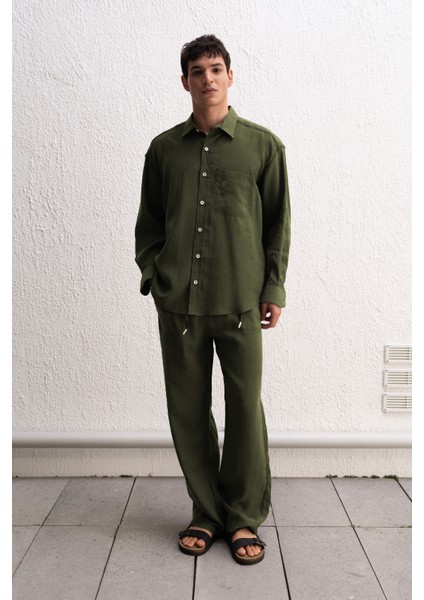 Dökümlü Jogger Haki Pantolon