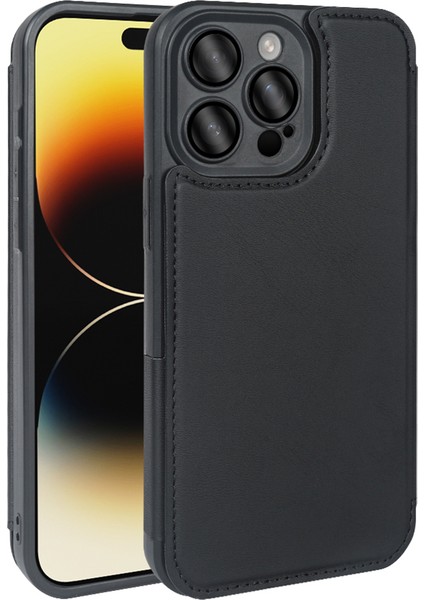 iPhone 14 Pro Kickstand Rfıd Engellemeli Manyetik Kapaklı Telefon Kapağı (Yurt Dışından)