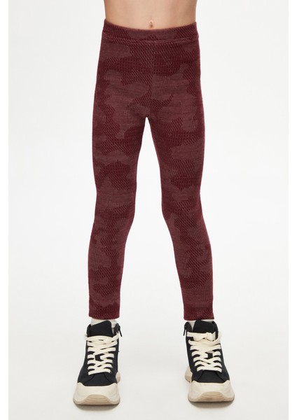 Bordo Flamingo Desenli Kız Çocuk Örme Kışlık Tayt fiyatları