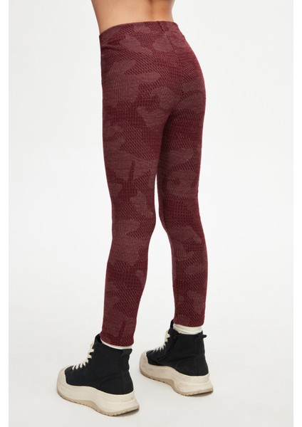 Bordo Flamingo Desenli Kız Çocuk Örme Kışlık Tayt fırsatları