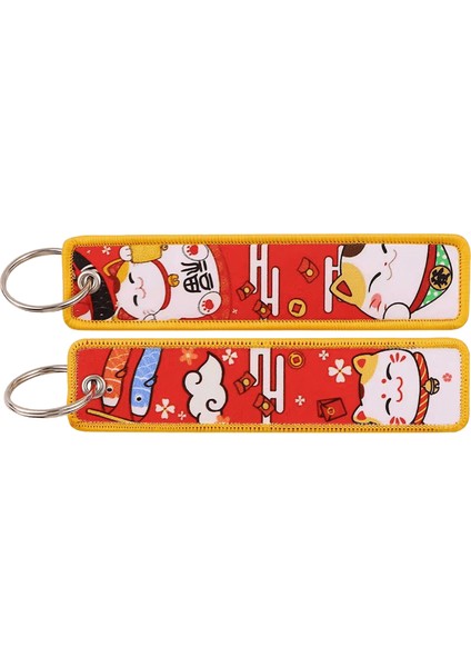 Koi Nakış Anahtarlıklar Şanslı Kedi Anahtar Etiketleri Motosikletler Arabalar Iyi Şanslar Anahtarlık Anahtarlık Aksesuarları Sırt Çantası renk: 2 / Boyut: 3CMX13 cm (Yurt Dışından)