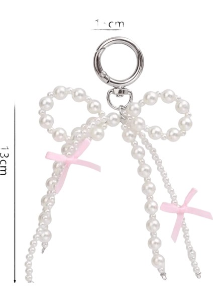 2 Adet Yeni Kore Tatlı Inci Yay Anahtarlık Kalp Kolye Anahtarlık Y2K Pembe Kızlar Estetik Anahtar Tutucu Çanta Kolye Aksesuarları (Yurt Dışından)
