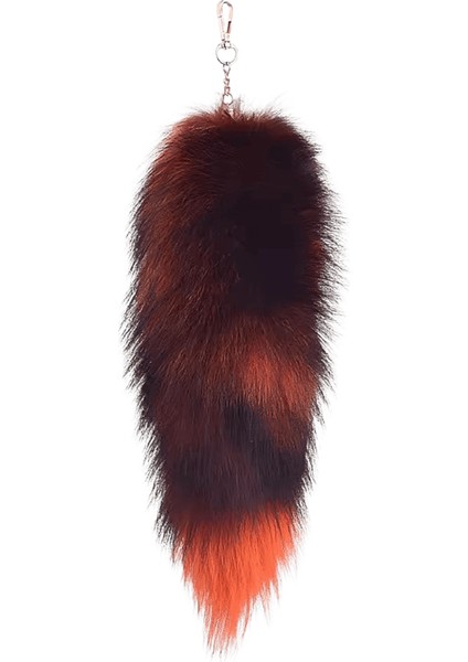 40CM Tilki Kürk Kuyruk Büyük Uzun Kürk Kuyruk Anahtarlık Kolye Renk: Renk 5 / Boyut: Yaklaşık 40CM (Yurt Dışından)