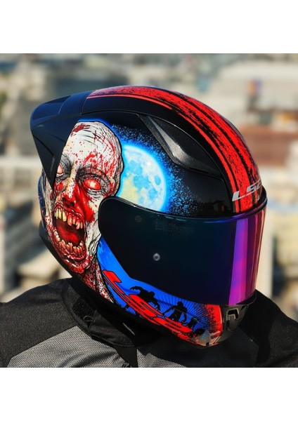 Rapıd 2 Race Zombıe Fullface Motosiklet Kaskı Gökkuşağı Camlı