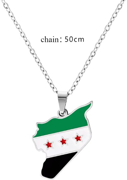 Yıluocd Paslanmaz Çelik Suriye Haritası Bayrak Kolye Anahtarlık Moda Suriyeliler Harita Anahtarlık Kadınlar Erkekler Zincir Takı Hediye (Yurt Dışından)