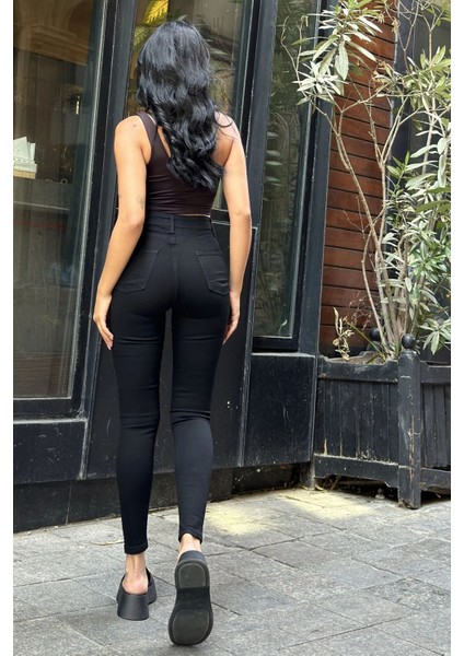 Siyah Yüksek Bel Skinny Jean Pantolon modelleri