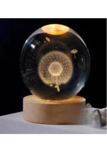 Kristal Küre LED Işıklı USB Ahşap Tabanlı 3D Ev Ofis Masaüstü Mini Lamba Dekor Hediyelik