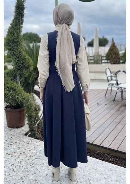 Kadın Düğme Detaylı Pileli Tesettür Jile Elbise fırsatları
