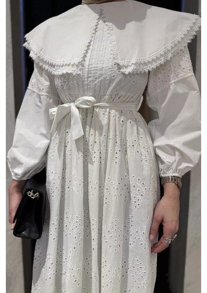 Kadın Büyük Yakalı Fistolu Tesettür Elbise modelleri