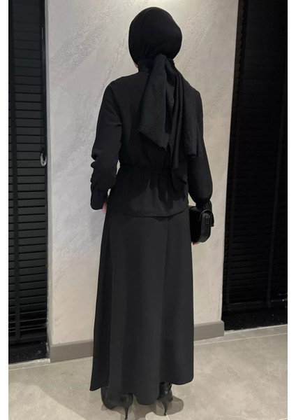 Kadın Taşlı Düğmeli Fırfırlı Tunik Pantolon Tesettür Ikili Takım fırsatları