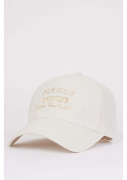 Kadın Nakışlı Keten Cap Şapka B7809AX25SM