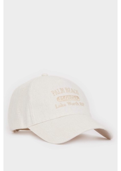 Kadın Nakışlı Keten Cap Şapka B7809AX25SM fiyatları