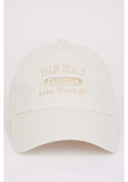 Kadın Nakışlı Keten Cap Şapka B7809AX25SM indirimleri