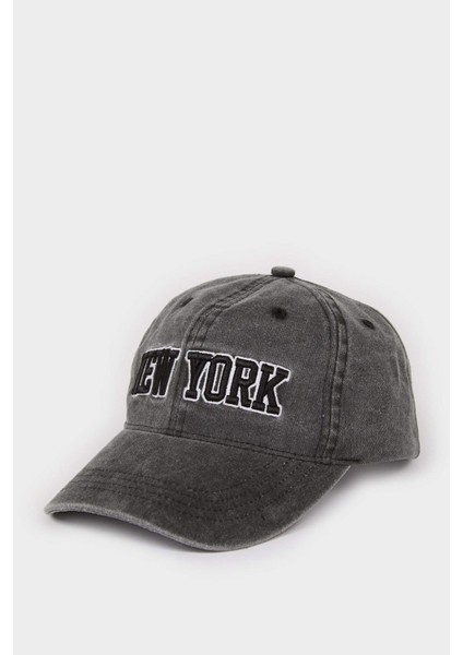 Unisex Nakışlı Jean Beyzbol Basketbol Şapkası B8005AX25SM