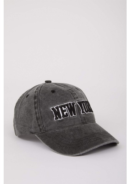 Unisex Nakışlı Jean Beyzbol Basketbol Şapkası B8005AX25SM
