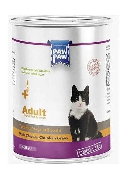 Tavuk Etli Yetişkin Kedi Konserve 400gr x3