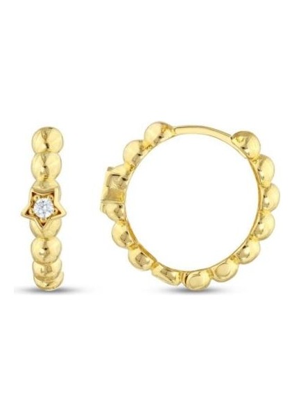 Yıldız Figürlü Altın Halka Küpe - 14K - 2.87GR