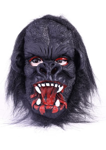 Lateks Goril Maskesi Maymun Maskesi Et Maskesi Orangutan Siyah Saçlı 2 No