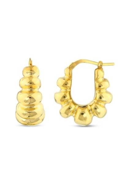 Tasarım Altın Halka Küpe - 14K - 3.87GR