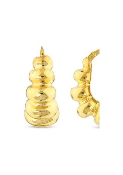 Tasarım Altın Halka Küpe - 14K - 3.87GR