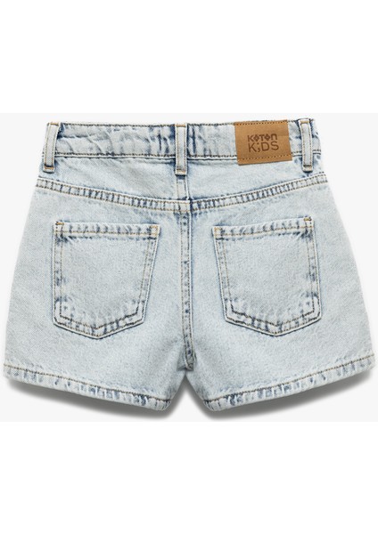 Pamuklu Düğme Detaylı Cepli Denim Şort Etek
