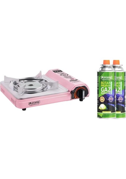 Seramik Pro Kamp Ocak Pembe CK-508+2 Adet Kartuş KTS-227 ORC-018-A2