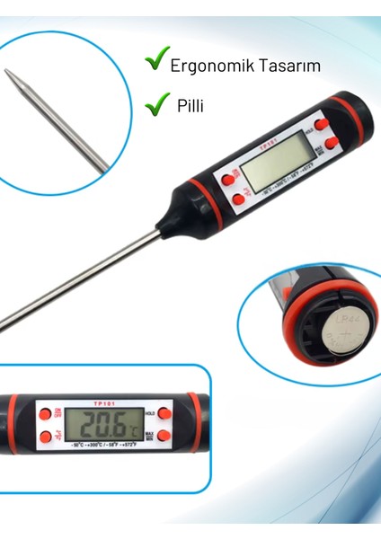 Bebek Mama & Süt Hazırlama Termometresi – Yoğurt Mayalama | Dijital, Paslanmaz Prob
