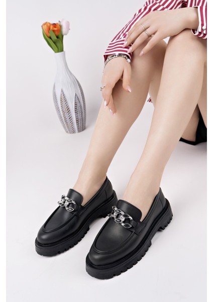 Crasher Kalın Taban Tokalı Günlük Casual Makosen Kadın Loafer Ayakkabı