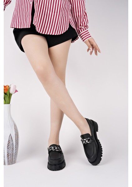 Crasher Kalın Taban Tokalı Günlük Casual Makosen Kadın Loafer Ayakkabı